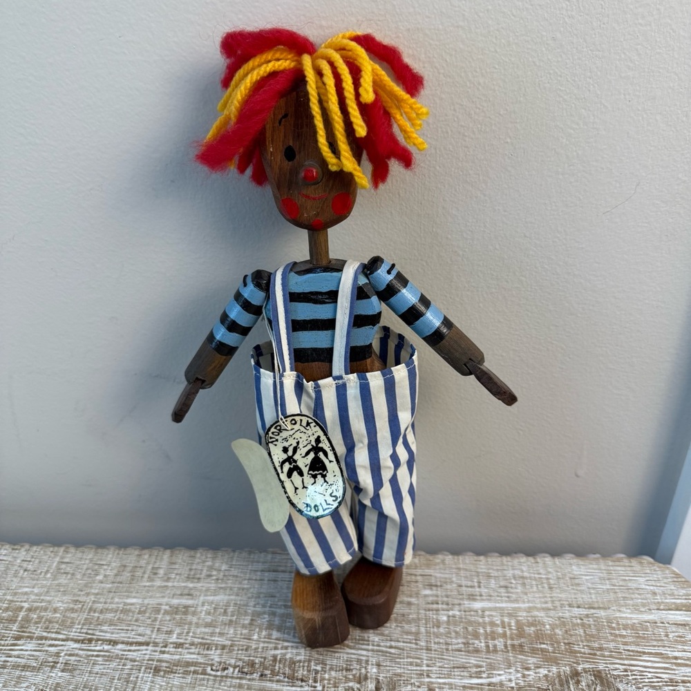 Vintage Norfolk Doll Wayside Cottage Thwaite Common Erpingham Wooden Clown Doll
